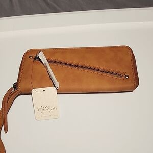 Free People Tan Vegan Leather Wristlet